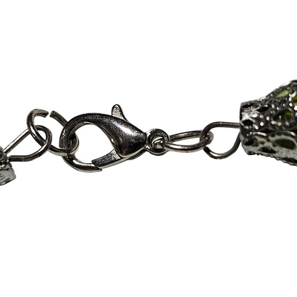 Handcrafted Retro Green Beaded Necklace Interlocking Rings 60s 70s Fashion Women - Picture 4 of 6